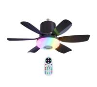 Générique Ventilateur de plafond avec lumière | Télécommande Haut-Parleur Musique 3 Vitesses | Petit Ventilateur de Plafond Ampoule Électrique | pour Domicile Studio Appartement Salon Cuisine