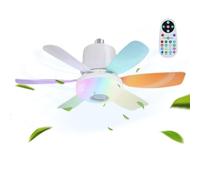 Générique Ventilateur De Plafond Moderne Avec Lumière | Télécommande 3 Vitesses Réglables | Petit Ventilateur de Plafond Ampoule Électrique | pour Domicile Studio Appartement Salon Cuisine