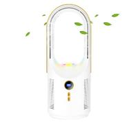 Générique Ventilateur De Table Sans Pales | Petit Ventilateur De Bureau 5 Vitesses Sans Pales,Rechargeable USB Ventilateur Circulateur Lampe Veilleuse pour Maison Bureau Chambre