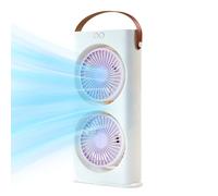 Générique Ventilateur de Table,Ventilateur Rafraîchissant À Double Tête Rechargeable Avec 3 Vitesses | sur Pile 1200 mAh pour Dortoir Camping Plage Pique-Nique