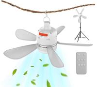 Générique Ventilateur Plafond Exterieur Terrasse, Ventilateur Lit Mezzanine, Télécommande Ventilateurs De Plafond, Batterie Longue Durée Et Rechargeable USB, Tonnelles De Camping, Tente Et Voyage