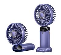 Générique Ventilateur Portable à Main Rechargeable Mini Ventilateur USB 5 Vitesses avec Support Téléphone, Écran LCD, Pliable et Suspendu au Cou - 3000mAh Silencieux pour Bureau, Camping, Voyage, Été