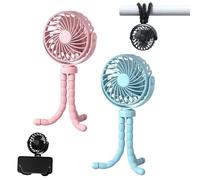 Générique Ventilateur Portable avec Trépied Flexible en Forme de Pieuvre, Mini Ventilateur Rechargeable USB à Trois Vitesses et Veilleuse LED, Ventilateur Silencieux pour Poussette, Chambre et Voyage