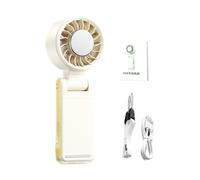 Générique Ventilateur Portable Rechargeable - Ventilateur De Poche Portable 3000 MAh Avec Écran LED | Personnel 4 En 1 À 5 Vitesses Avec Cordon Tour De Cou | Mini USB - Voyage Camping Ra