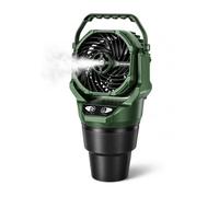 Générique Ventilateur porte-gobelet sur avec fonction, Army Green | 4 réglages de vitesse du ventilateur, base porte-gobelet intégrée, poignée de transport pour se déplacer entre les