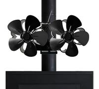Générique Ventilateur pour Poêle - Chaleur Ventilateur Suspendu Double Tête | Alimenté Par la Chaleur Distribution Bois Bûches Cheminées Économie Énergie Silencieux
