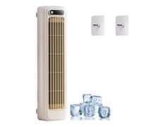 Générique Ventilateur Tour Silencieux 3 Vitesses, Horizontal/Vertical, Fixation Murale Sans Perçage, Oscillant, Écran LED, Pour Chambre, Bureau et Cuisine (Beige)