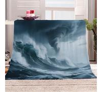 Générique Vents Forts,Vagues énormes Et Nuages Sombres Manta de franela 3D Suave - Cubre Sofá/Cama 220x240 cm,Forces De La Nature Estampado 3D Ultrarealista,Polar Caliente,Lavable,Hogar/Dormitorio