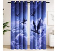 Générique Verdunklungsvorhänge 2er Set mit Ösen für Jungenzimmer Gaming-Zimmer, Fantasy Schwarzer Drache Wolkenmeer Gardinen, Blickdicht Thermovorhang Mythisch Episch, Dunkellila H220 x B140 cm