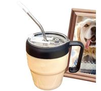 Générique Verre à Boire avec Paille | Tasse À Café Avec Impression De Lettres | Gobelet Isotherme avec Poignée pour Boissons Froides et Chaudes | Pour Restaurant Cuisine