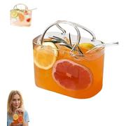 Générique Verre à boire en forme de sac à main, sac à main en verre pour boissons, verres à vin originaux avec paille, vases en forme de sac à main avec anse pour jus de fruits (1pcs)