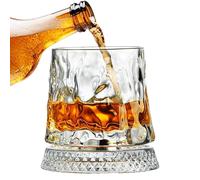 Générique Verre À Whisky - Base Tournante À 360 Degrés En Verre Transparent,Pour Vin Rouge - Cadeaux pour Hommes, Père, Fête de Boisson, Noël, Anniversaire et Vacances