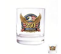 Générique Verre à whisky du 250e anniversaire (1776-2026) - Commémoratif Aigle patriotique et Cloche de la Liberté - Tumbler Old Fashioned de 11 oz (env. 325 ml) - Cadeau patriotique pour (B#)