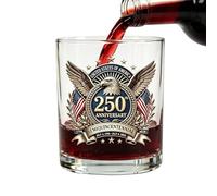 Générique Verre Commémoratif du Jour de l'Indépendance - Verres à Whisky Historique Patriotique | Verre Américain du 250e Anniversaire | Matériau 8x9cm pour Hommes, Papa, Grand-père, et Familles