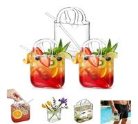 Générique Verre en forme de sac à main pour boissons | Verres à vin épais, uniques et originaux avec paille | Idée cadeau pour soirées | Vase « bocal à poissons » | Verre à boire unique pour (C)