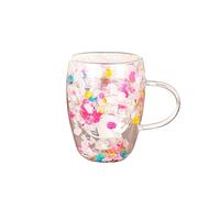 Générique Verre Fleurs Séchées - 350ml | Tasse En Verre Boissons Chaudes Froides Élégant Vaisselle Décorative Pour Café Thé Eau Petit Déjeuner Dîner Fêtes Table Élégante