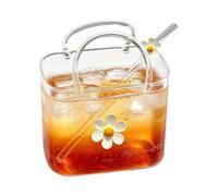 Générique Verre Pochette à Boissons - Gobelet Transparent En Forme De Sac À Main 770 Ml Avec Paille | Verre Vase Pochette à Boissons | pour Jus de Fruits Thé Anniversaire Fête Maison Mariage Réunion