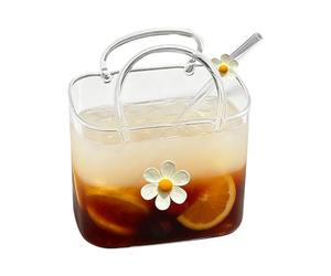 Générique Verre Sac à Main,Gobelet Transparent en Forme de Sac à Main 770 ml avec Paille - Vase Verre à | pour Jus de Fruits Thé Anniversaire Fête Maison Mariage Réunion