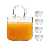 Générique Verres à Boire,2 340 ml Tasse à thé transparente forme sac à main,Ensemble de 6 verres à cocktail avec 4 petites tasses - Pour Goûter, Apéritif, Anniversaire, Mariage, Maison
