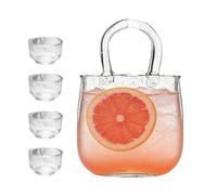Générique Verres à Boire - 2 340 ml Tasse à thé transparente forme sac à main | Set de 4 Verres Inclus,Pour mariage, anniversaire, réception, brunch, goûter,