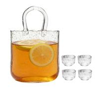 Générique Verres à boire en verre - 2,34 L Forme Sac à Main pour Eau et Thé - Verres à Vin avec 4 Petits | Pour Goûter, Apéritif, Anniversaire, Mariage, Maison