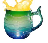 Générique Verres À Café Glacé | Poignée Queue De Sirène Art Moderne | Tasses À Café Et À Thé Motif Vague Marine,Pour boissons chaudes froides décor maison bureau dortoir restaurant bar adultes