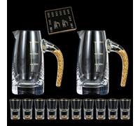 Générique Verres à Shot 3d en Cristal de Glacier, Feuille D'or, 15 Ml et 96 Ml, Coffret Cadeau, Verres à Shot de Luxe pour Whisky, Tequila, Décoration de Bar, Fête(2+10)