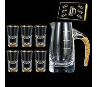 Générique Verres à Shot 3d en Cristal de Glacier, Feuille D'or, 15 Ml et 96 Ml, Coffret Cadeau, Verres à Shot de Luxe pour Whisky, Tequila, Décoration de Bar, Fête(1+6)