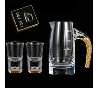 Générique Verres à Shot 3d en Cristal de Glacier, Feuille D'or, 15 Ml et 96 Ml, Coffret Cadeau, Verres à Shot de Luxe pour Whisky, Tequila, Décoration de Bar, Fête(1+2)