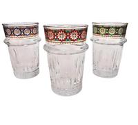 Générique Verres à Thé Style Marocain, Verre Transparent avec Décoration Dorée et Colorée, Lot de 12
