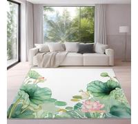 Générique Vert Blanc Tapis Aquarelle Prison Aussi Paisible Lotus Tapis 90 x 150 cm Salon Moderne Chambre Carre Antidérapant Enfant Ado Décoration Tapis, Tapis De Chaise Lavable Antidérapant