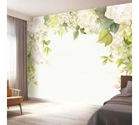 Générique Vert Clair Papier Peint Intissé - Style Aquarelle Couronne Feuilles Imprimer Papier Peint Mural pour Salon Chambre Fond Décor TV, Photo Mural Art Tableaux Muraux 350 x 256 cm