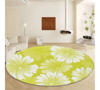 Générique Vert Clair Tapis Rond Lavable en Machine Ø 90 cm Tapis Doux Pile Courte Anti Slip - Moquette Interieur Plantes Fleurs Abstraites pour Décoration Salon Chambre Chambre d'enfant