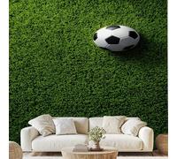 Générique Vert Football Terrain de Sport Papier Peint Intissé Football Balle Sports Mural Football Stade Papier Peint Autocollant Mural 100x70 cm pour Chambre Salle de Bain Salon