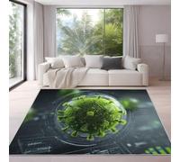 Générique Vert Gris Tapis Fantaisie Paisible Virus Sphère en Verre Tapis 160 x 230 cm Salon Moderne Chambre Carre Antidérapant Enfant Ado Décoration Tapis, Tapis De Chaise Lavable Antidérapant