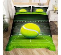 Générique Vert Housse de Couette Queen Size Court Housse de Couette Double 230x260 cm Parure de lit légère imprimée en 3D Lavable 2 taies d'oreiller 50x70 cm