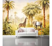 Générique Vert Papier Peint 250 x 175 cm, Africaine Jungle Animaux Grand Photo Mural pour Bureau - Papier Peint Intissé au Design Unique pour Salon Chambre Mural Panoramique Décoration