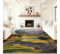 Générique Vert Tapis de Salon Lavable en Machine Tapis Chambre Grand Moquette 160 x 230 cm, Doux imprimés Paysages Naturels Collines Montagnes Descente de Lit Antidérapant Manger Decoration