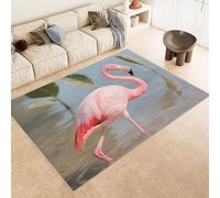 Générique Vert Tapis Salon Rose Flamant, Tapis à Motif Animaux Fleurs Moderne Doux Antidérapant pour Salon Chambre Salle a Manger， Poil Court 60x120cm