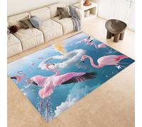 Générique Vert Tapis Salon Rose Flamant, Tapis à Motif l'amour des Animaux Moderne Doux Antidérapant pour Salon Chambre Salle a Manger， Poil Court 60x120cm