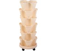 Générique Vertical Jardin Tour Planteur de Fraise Empilable Tour à Fleurs Multicouche Combinaison Verticale Planteur d'herbes à Quatre pétales Pot de Fleur en Plastique avec Plateau,B,6pcs