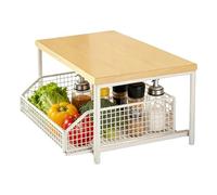 Générique Vertical Kitchen Organizer, Two Tier Storage Rack, 12 Inch Shelves with Non Slip Base, Metal Frame Rack, Counter Storage Shelf with Modern Style, Organizer Racks for Pantry Bathroom