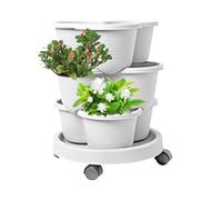 Générique Vertical Planter Tower - Tiered Stacking Flowerpot System, 12.4x5.31 inches Outdoor Indoor Plant Growing Container with Removable Wheels, Vertical Garden Planter for Flowers Balcony Patio