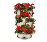 Générique Vertical Strawberry Pot Tower, Stackable Garden Planter System, Drainage Outdoor Plant Container, Space Saving Balcony Patio Grow Rack, Herb Vegetable Flower Gardening Set for Home