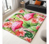 Générique VertTapis Salon 140 x 200 cm, Flamant Rose Dessin Animé Surréaliste Lavable en Machine Tapis Antidérapant à Poils Courts - Facile à Entretenir pour Salon Salle à Manger Bureau à Domicile