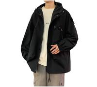Générique Veste a Capuche Homme mi Saison Coupe Vent Couleur Unie Vestes Impermeable .Blouson Décontractée Jacket de Travail Bombers avec Cordon Aviateur Vente Flash Du Jour Et Soldes Noir M