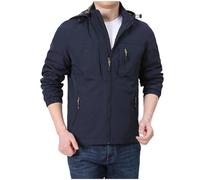 Générique Veste a Capuche Homme mi Saison Coupe Vent Couleur Unie Vestes Randonnée Blouson d'Extérieur Jacket Décontractée Bombers de Travail Aviateur Vente Flash Du Jour Et Soldes Bleu saphir 5XL