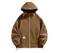 Générique Veste a Capuche Homme mi Saison Coupe Vent d'Extérieur Vestes Couleur Unie .Blouson Classique Jacket de Travail Bombers Multipoche Aviateur Vente Flash Du Jour Et Soldes Café 7XL