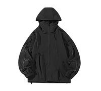 Générique Veste a Capuche Homme mi Saison Coupe Vent d'Extérieur Vestes Couleur Unie .Blouson Classique Jacket de Travail Bombers Multipoche Aviateur Vente Flash Du Jour Et Soldes Noir 5XL