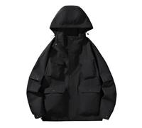 Générique Veste a Capuche Homme mi Saison Coupe Vent d'Extérieur Vestes Couleur Unie .Blouson Randonnée Jacket de Travail Bombers Multipoche Aviateur Vente Flash Du Jour Et Soldes Noir 5XL